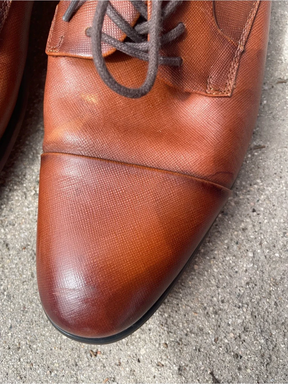Aldo Men's Cognac Brown Leather Lace-Up Oxfords